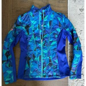 Spyder Womens Ski Jacket Blue Geometric Full Zip Medium